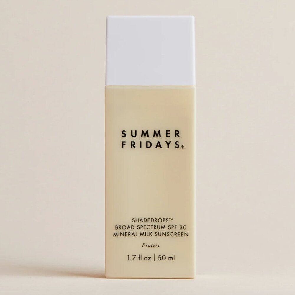 New Summer Fridays ShadeDrops Broad Spectrum SPF 30 Mineral Milk Sunscreen